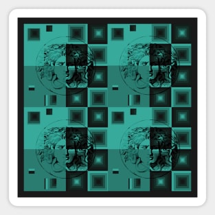 Turquoise black square pattern Magnet